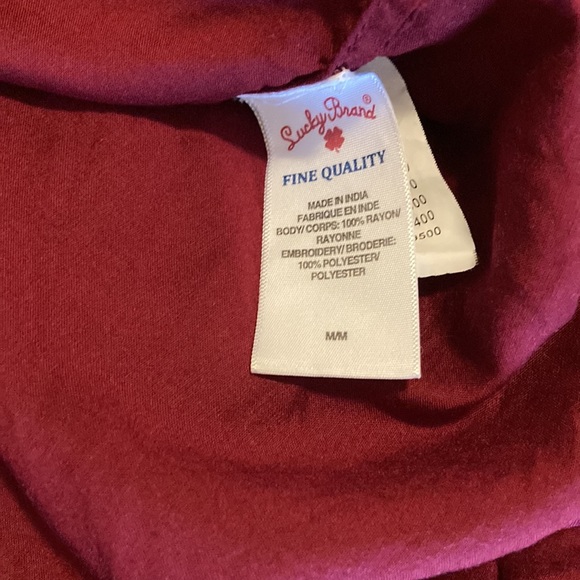 2 for $13 LUCKY BRAND Shirt V-Neck Women's Size M Bohemian Top Lucky Brand Boho - Picture 5 of 11